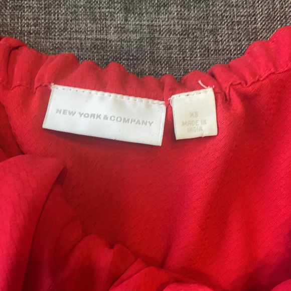 New York & Company Red ruffle off the shoulder top - Picture 2 of 3